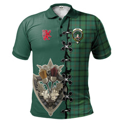 Ross Hunting Ancient Tartan Polo Shirt - Lion Rampant And Celtic Thistle Style