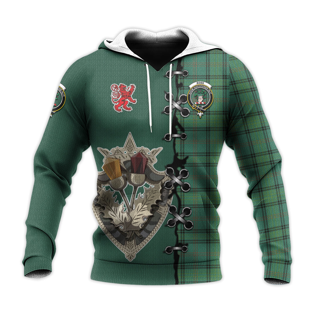 Ross Hunting Ancient Tartan Hoodie - Lion Rampant And Celtic Thistle Style