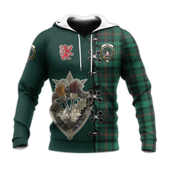 Ross Hunting Modern Tartan Hoodie - Lion Rampant And Celtic Thistle Style