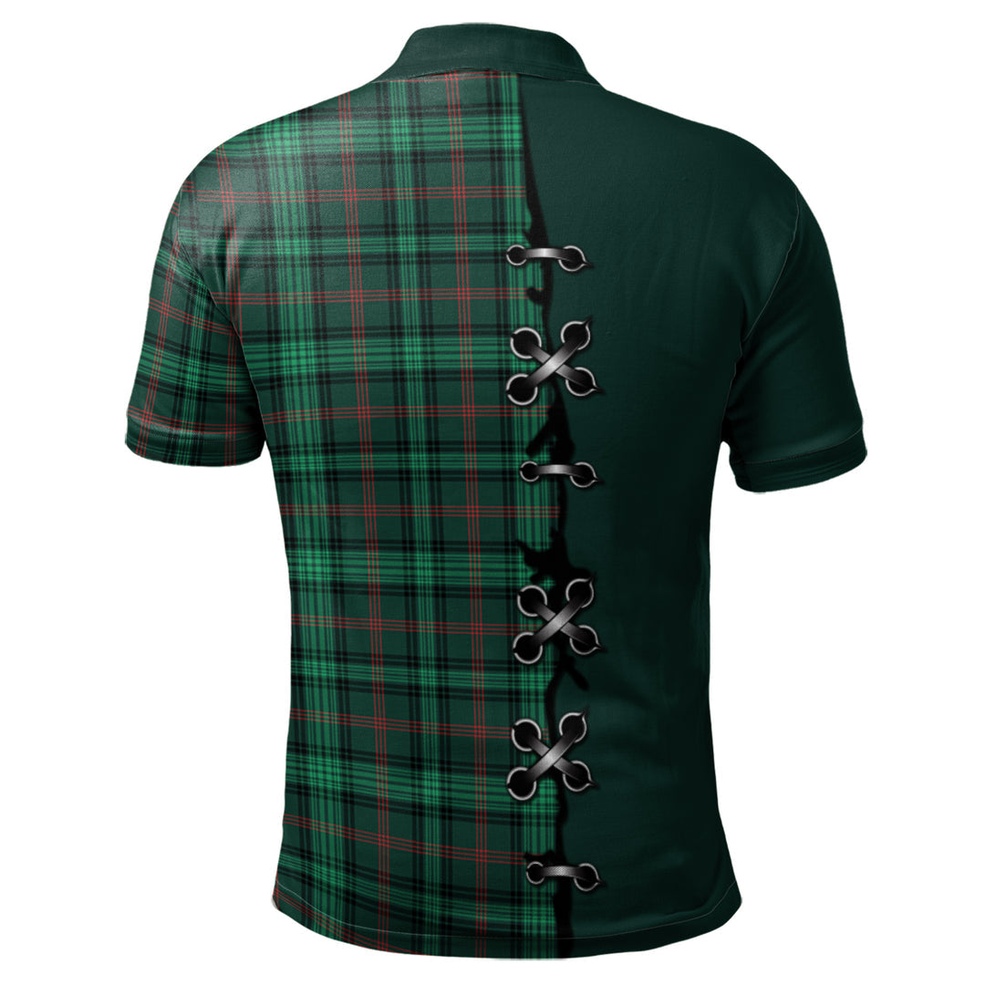 Ross Hunting Modern Tartan Polo Shirt - Lion Rampant And Celtic Thistle Style