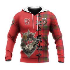 Ross Modern Tartan Hoodie - Lion Rampant And Celtic Thistle Style