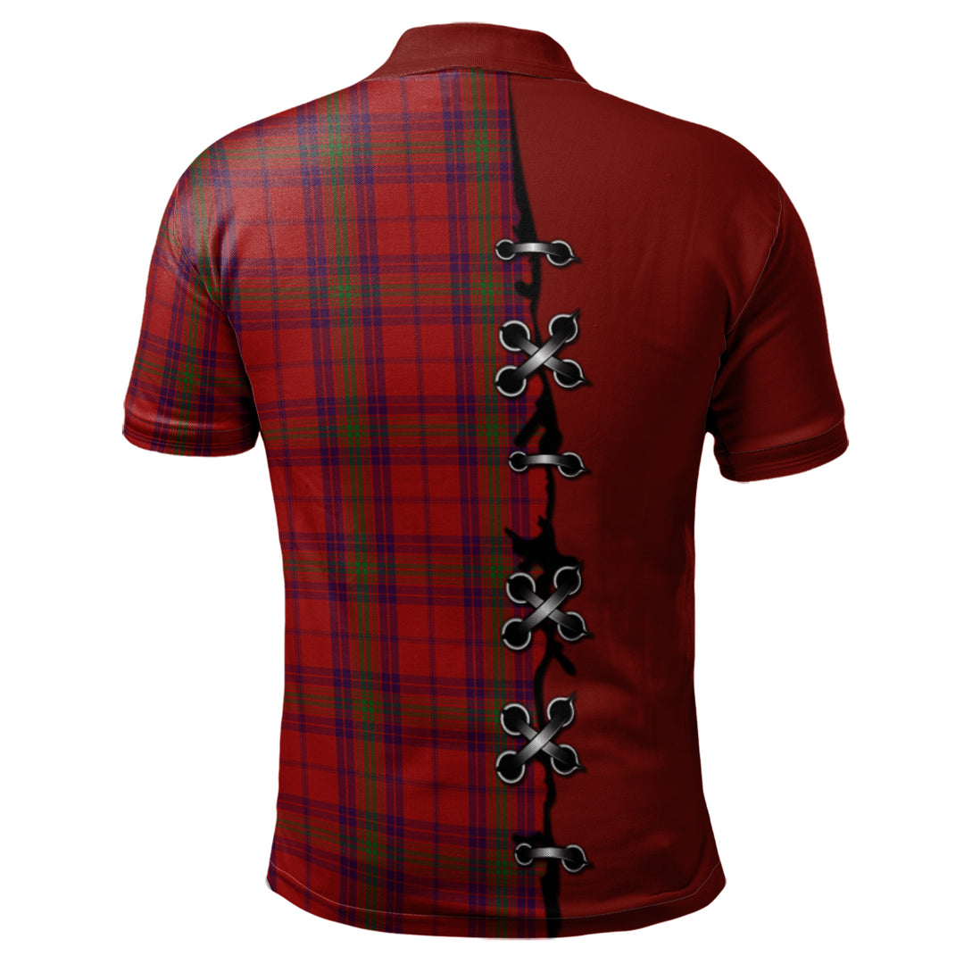 Ross Old Tartan Polo Shirt - Lion Rampant And Celtic Thistle Style