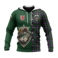 Russell Tartan Hoodie - Lion Rampant And Celtic Thistle Style