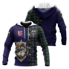 Russell Modern Tartan Hoodie - Lion Rampant And Celtic Thistle Style