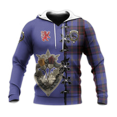 Rutherford Tartan Hoodie - Lion Rampant And Celtic Thistle Style