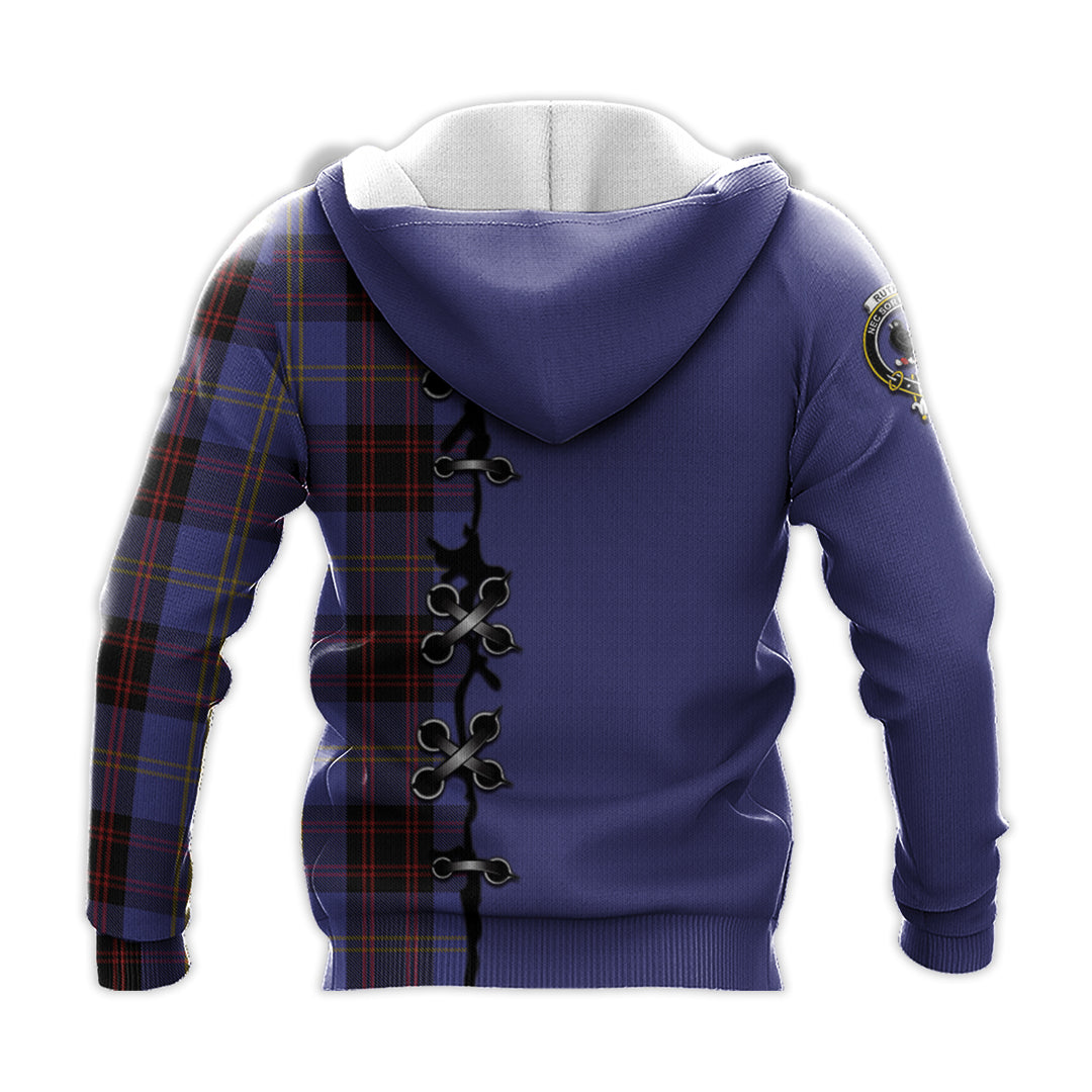 Rutherford Tartan Hoodie - Lion Rampant And Celtic Thistle Style