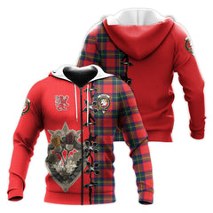 Ruthven Modern Tartan Hoodie - Lion Rampant And Celtic Thistle Style