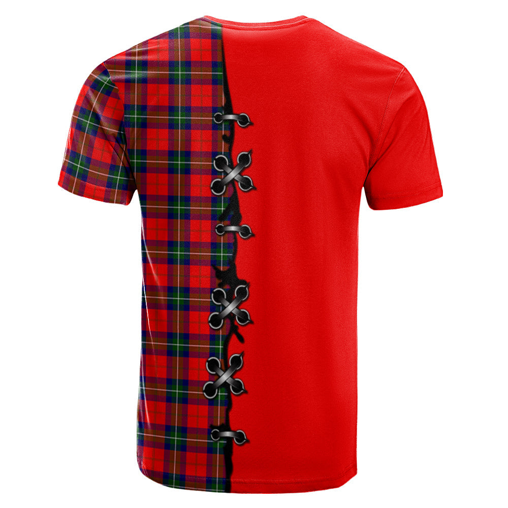 Ruthven Modern Tartan T-shirt - Lion Rampant And Celtic Thistle Style