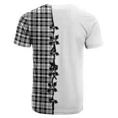 Scott Black White Tartan T-shirt - Lion Rampant And Celtic Thistle Style