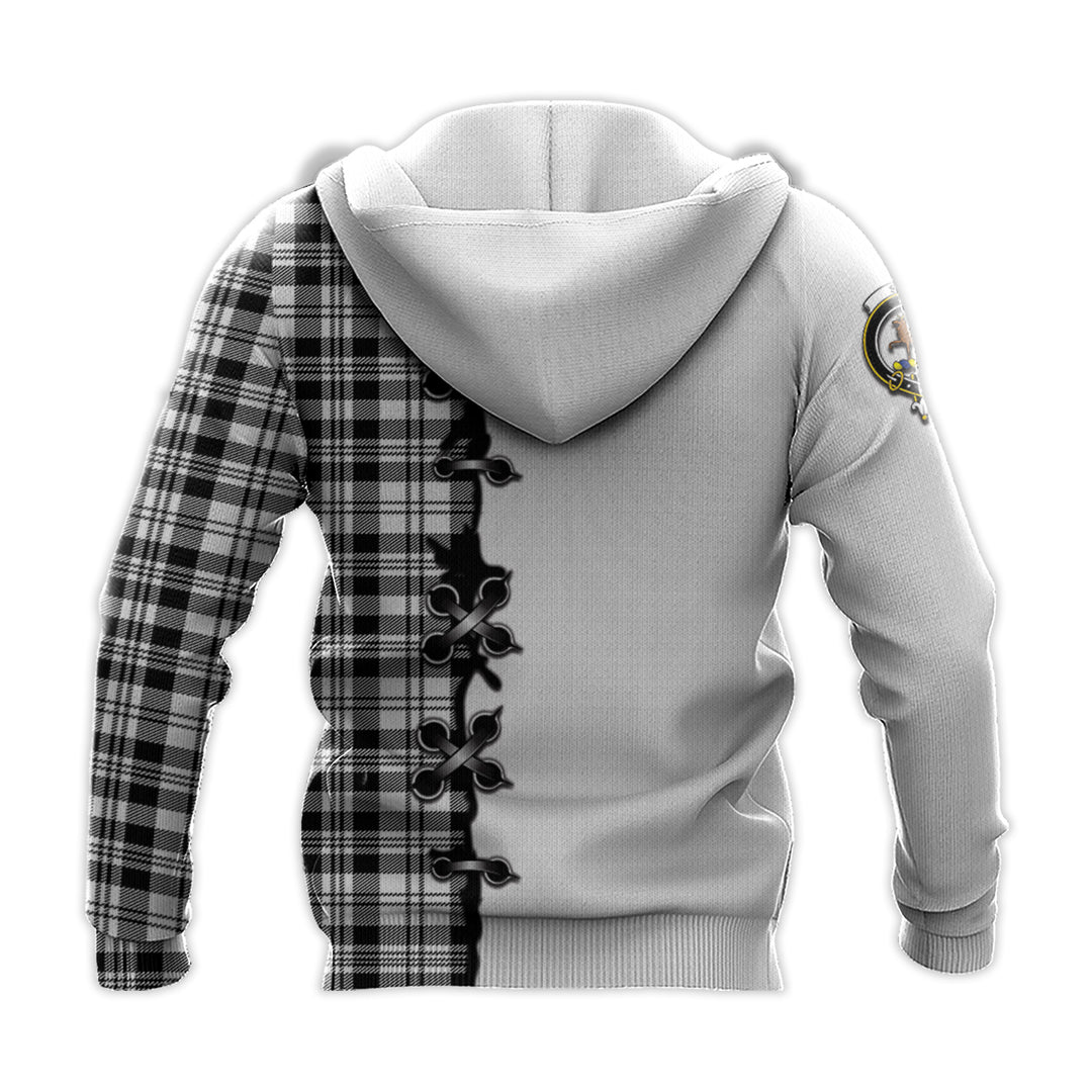 Scott Black White Tartan Hoodie - Lion Rampant And Celtic Thistle Style