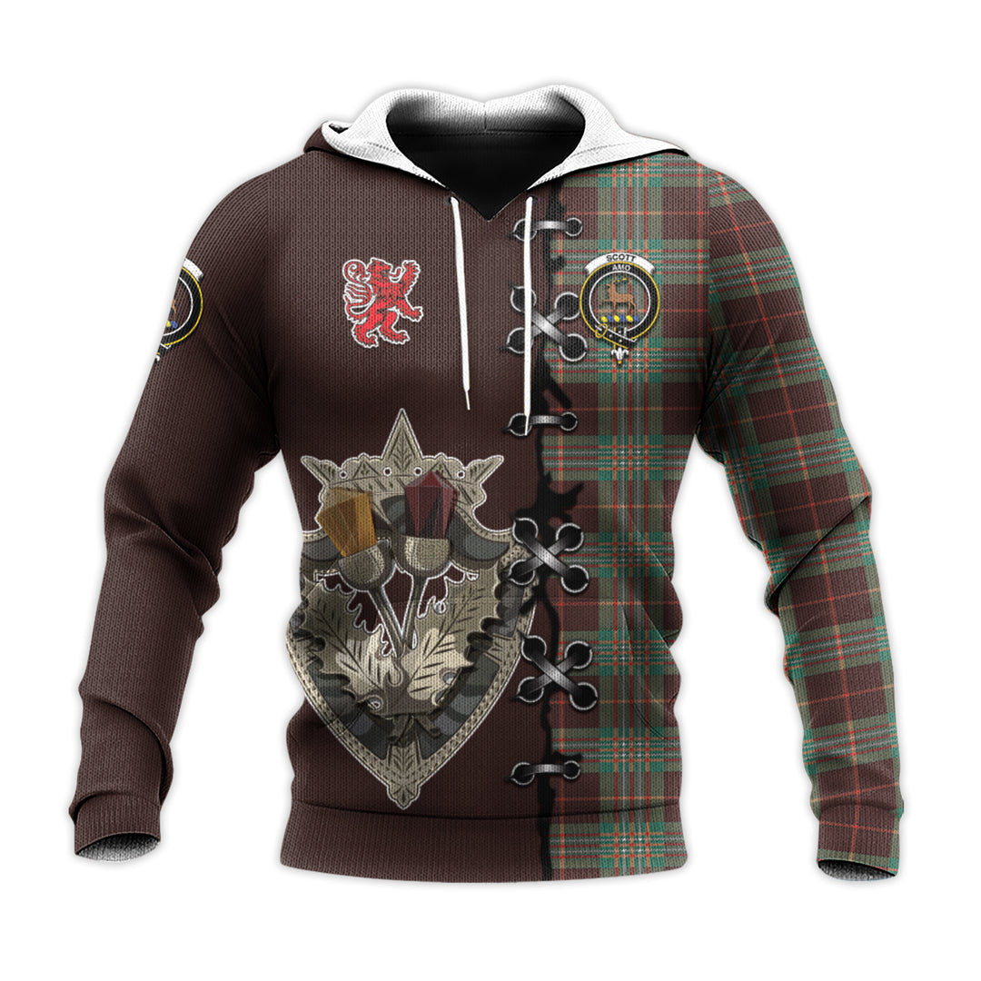 Scott Brown Ancient Tartan Hoodie - Lion Rampant And Celtic Thistle Style