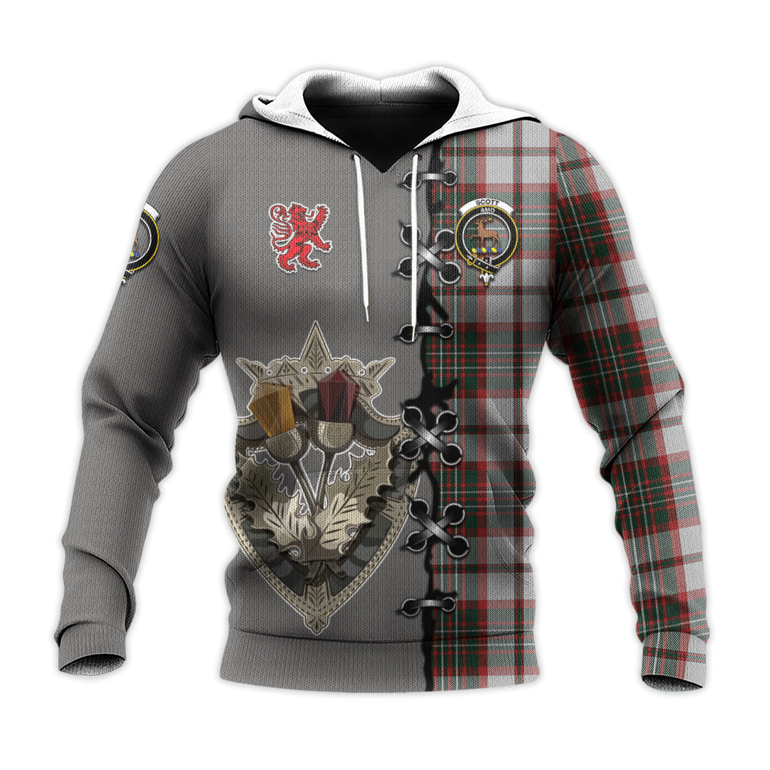 Scott Dress Tartan Hoodie - Lion Rampant And Celtic Thistle Style