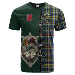 Scott Green Modern Tartan T-shirt - Lion Rampant And Celtic Thistle Style