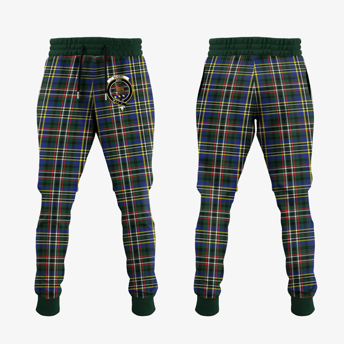 Scott Green Modern Tartan Crest Jogger Sweatpants