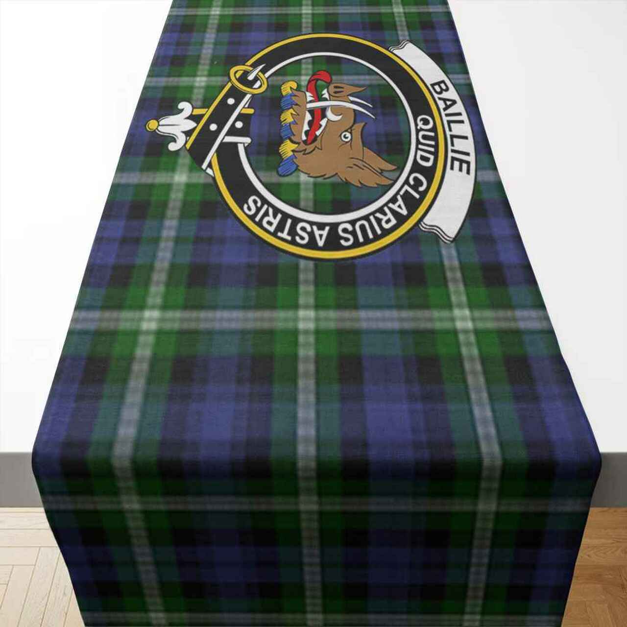 Baillie Tartan Crest Table Runner - Cotton table runner