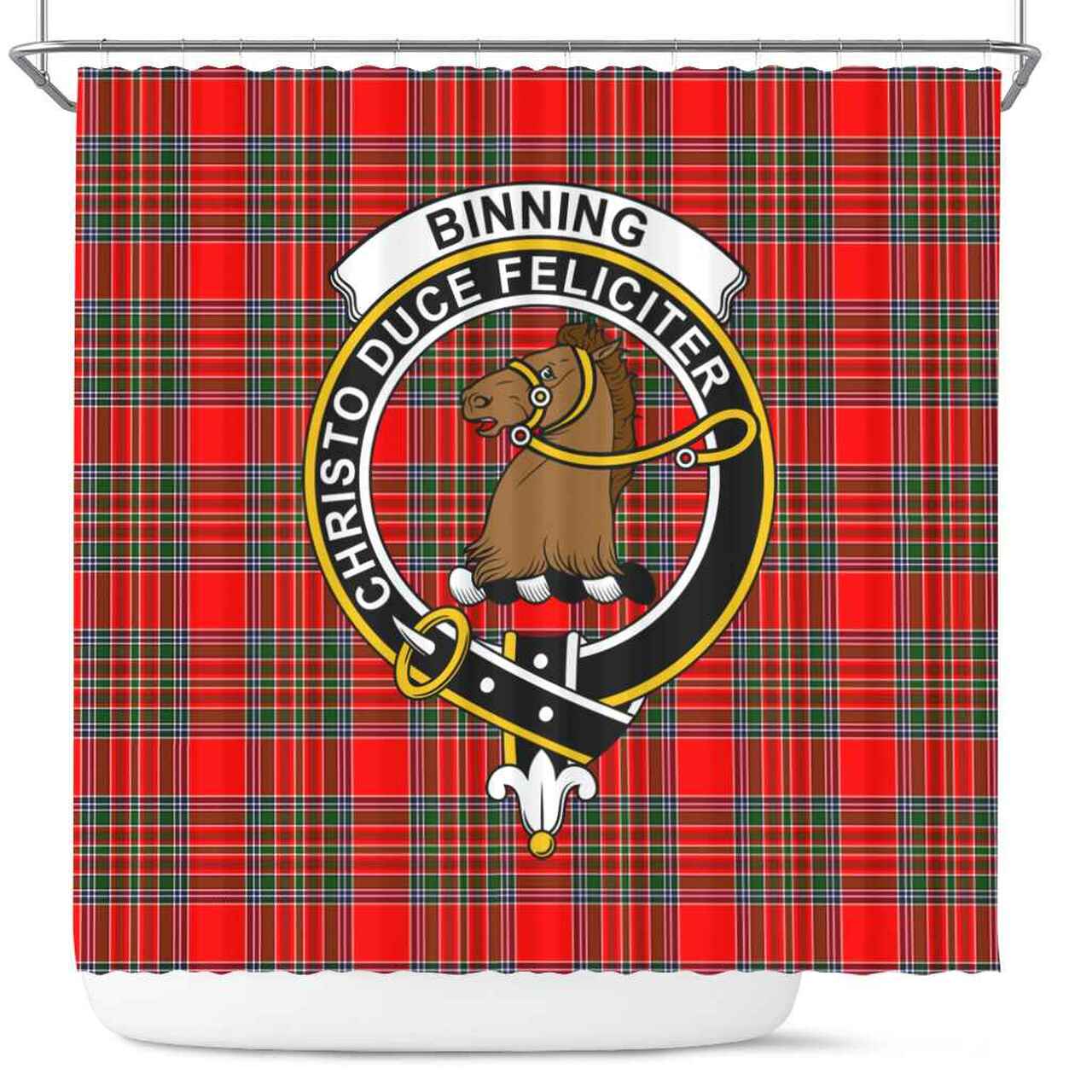 Binning of Wallifoord Tartan Crest Shower Curtain