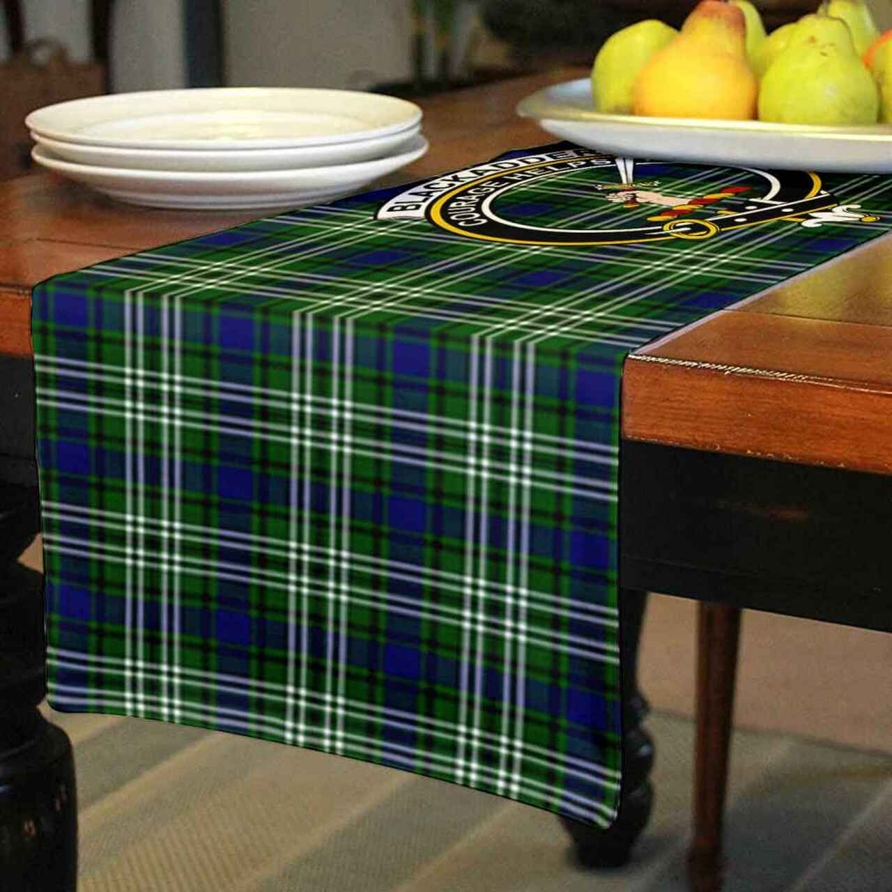 Blackadder Tartan Crest Table Runner - Cotton table runner