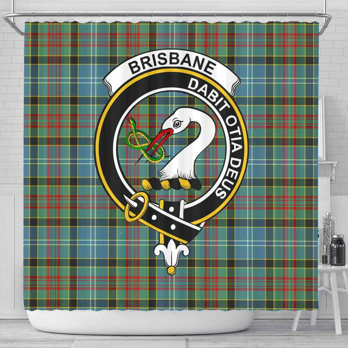 Brisbane Tartan Crest Shower Curtain