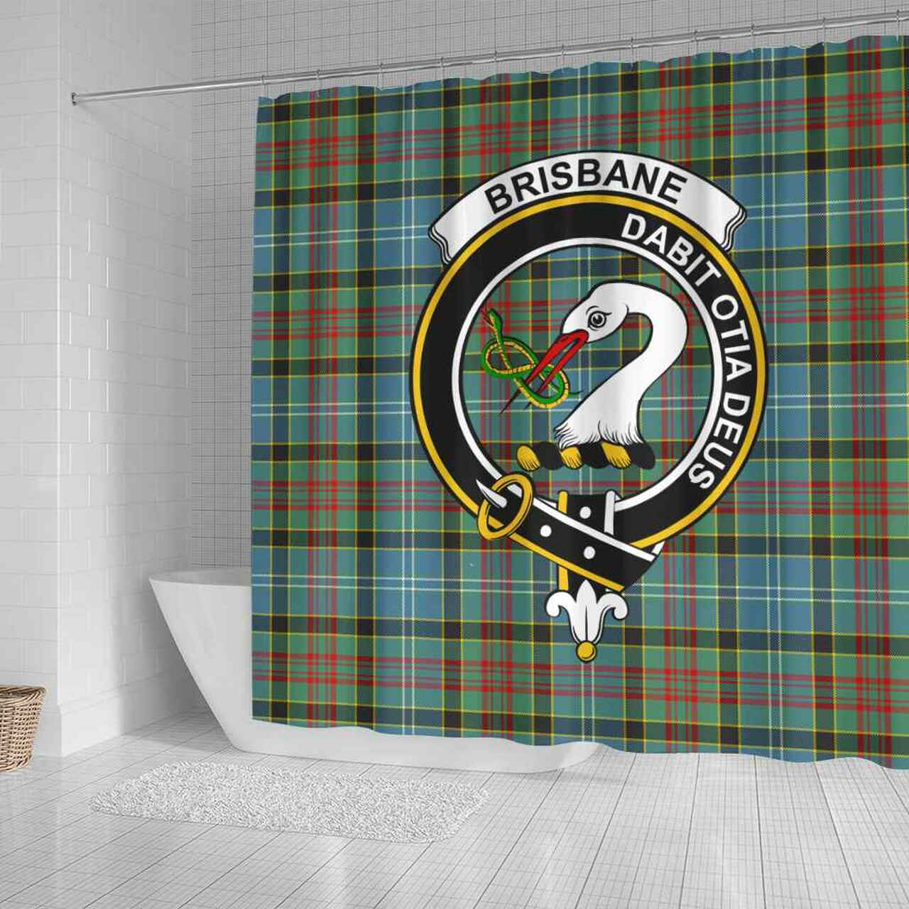 Brisbane Tartan Crest Shower Curtain