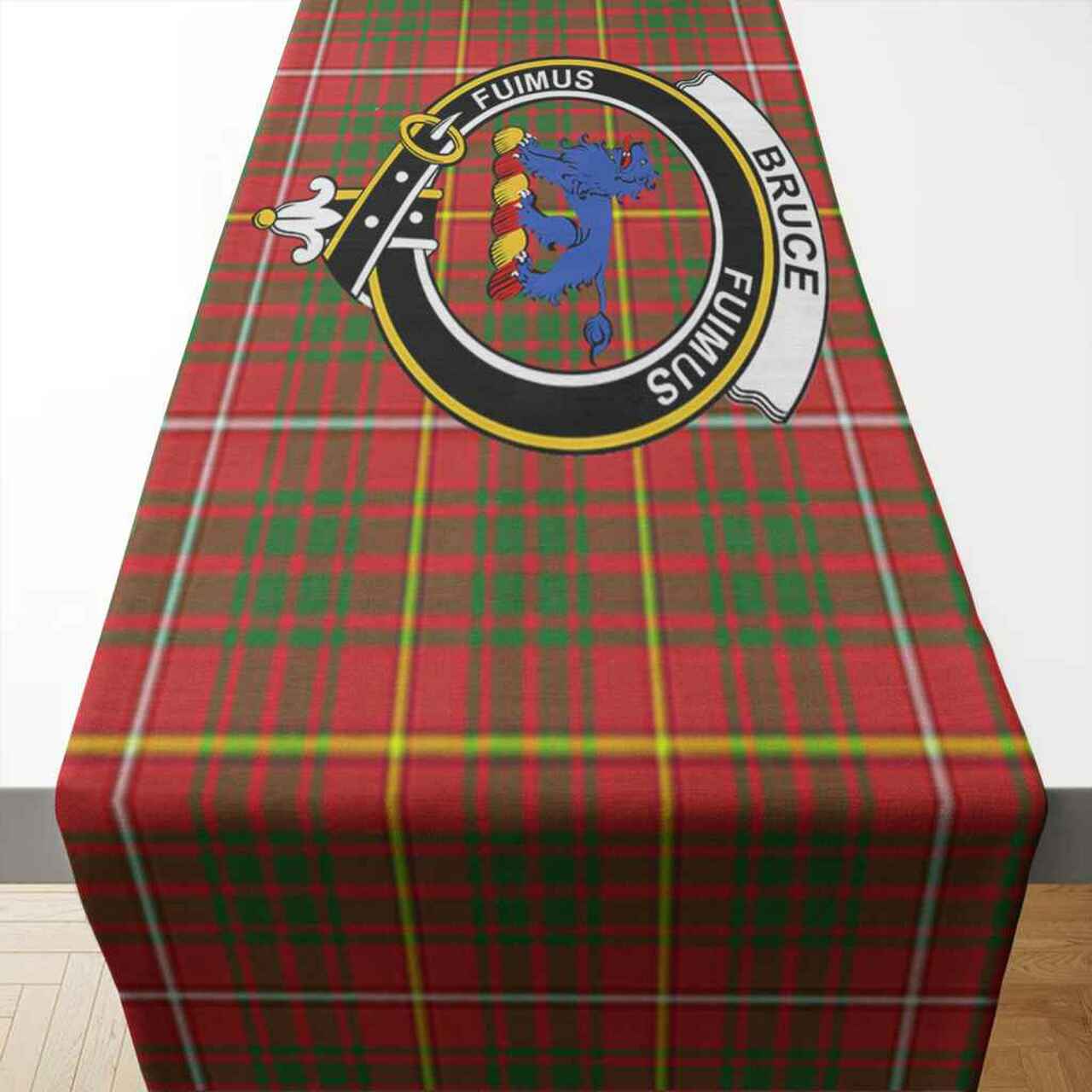 Bruce Tartan Crest Table Runner - Cotton table runner