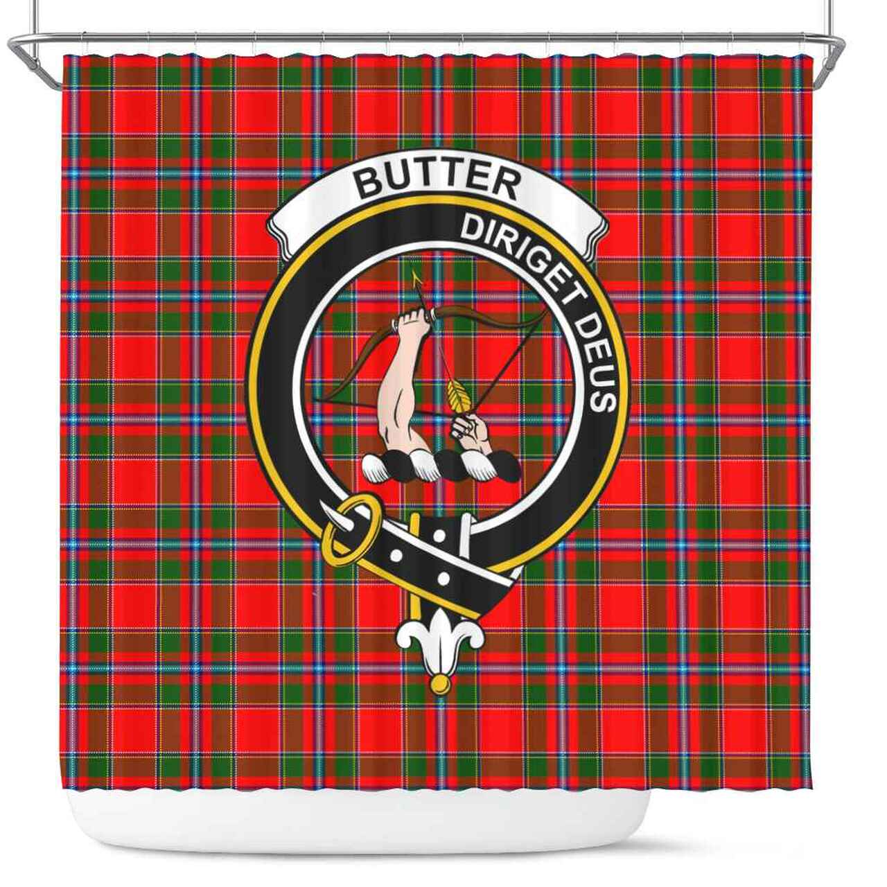 Butter Tartan Crest Shower Curtain