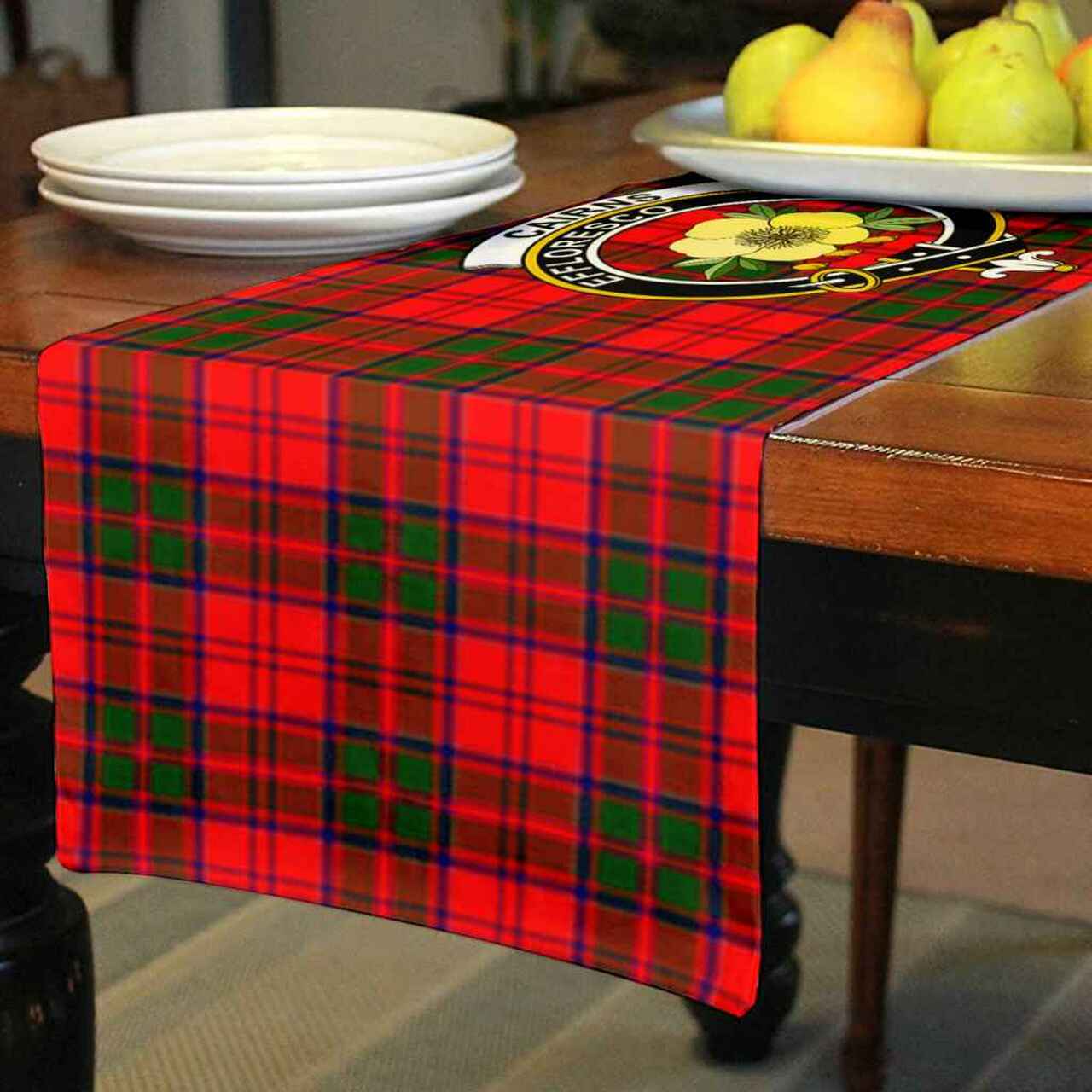 Cairns Tartan Crest Table Runner - Cotton table runner