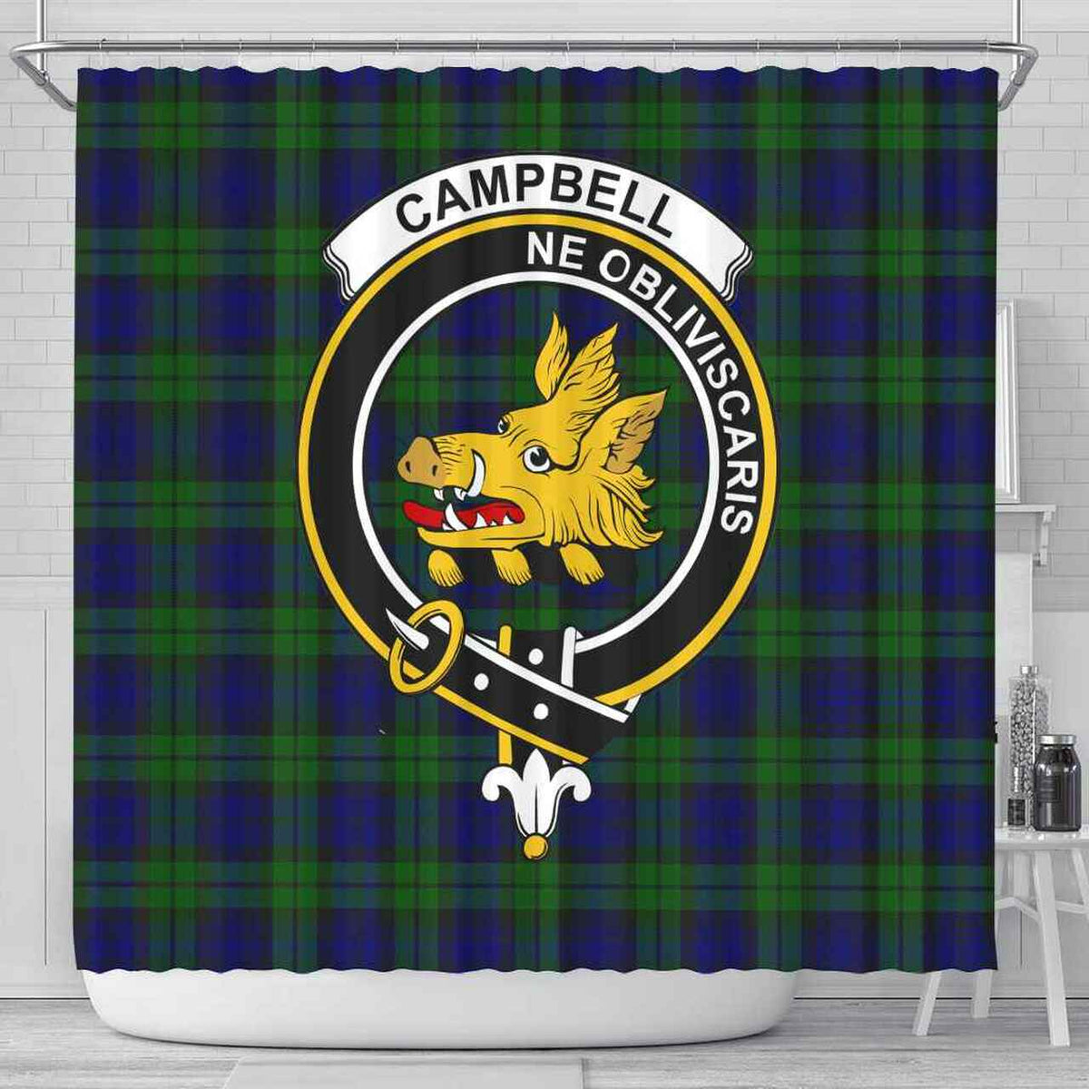 Campbell of Breadalbane Tartan Crest Shower Curtain