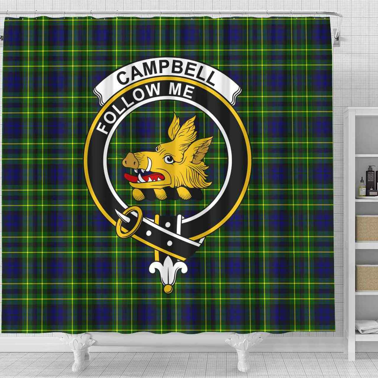 Campbell of Cawdor Tartan Crest Shower Curtain