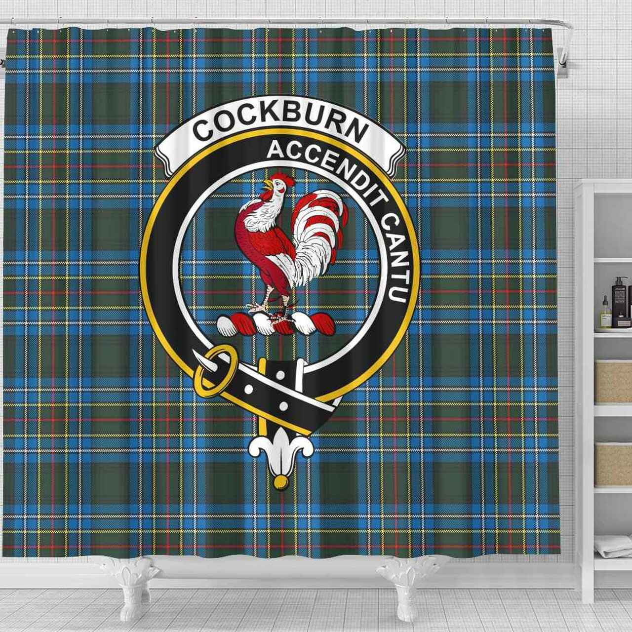 Cockburn Tartan Crest Shower Curtain