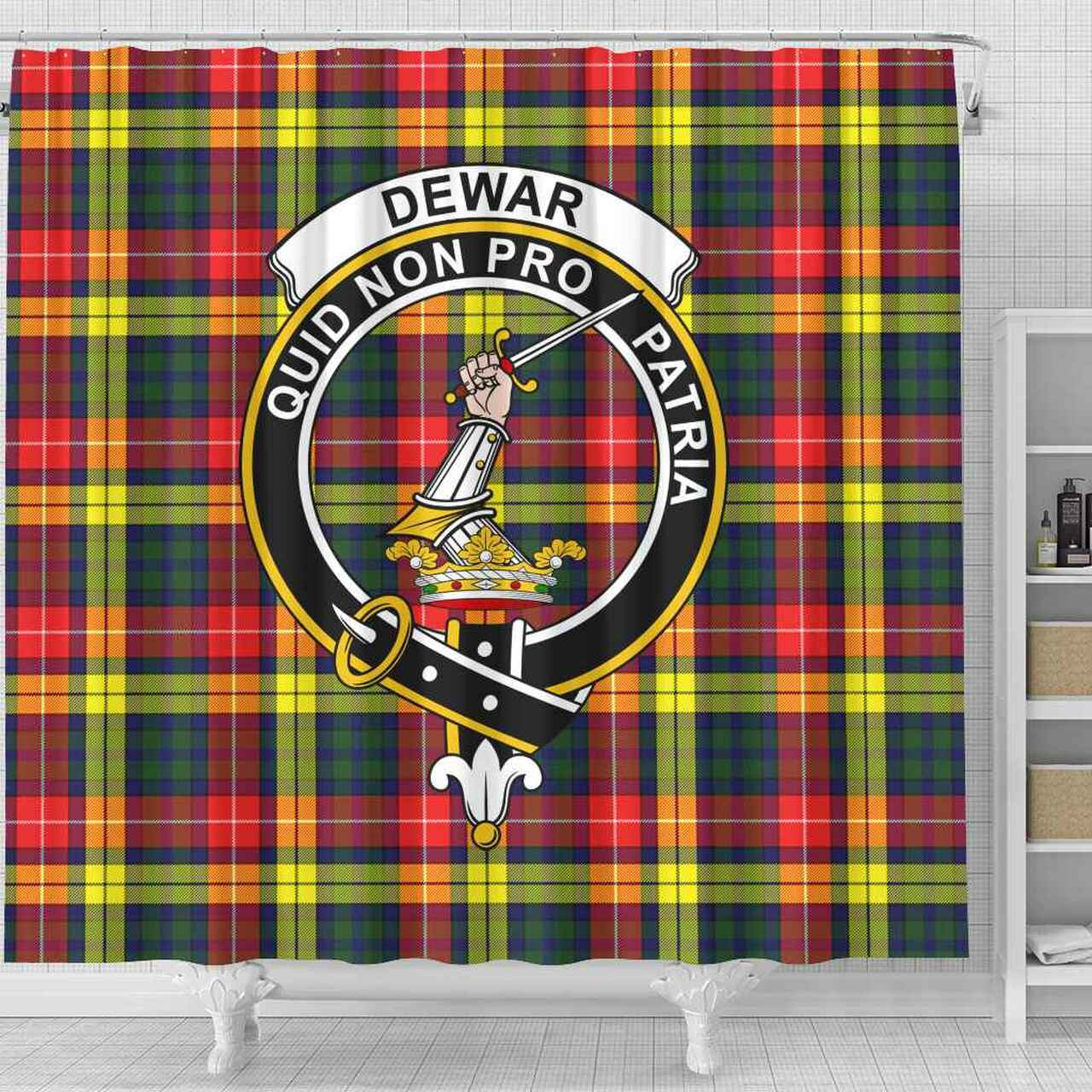 Dewar Tartan Crest Shower Curtain