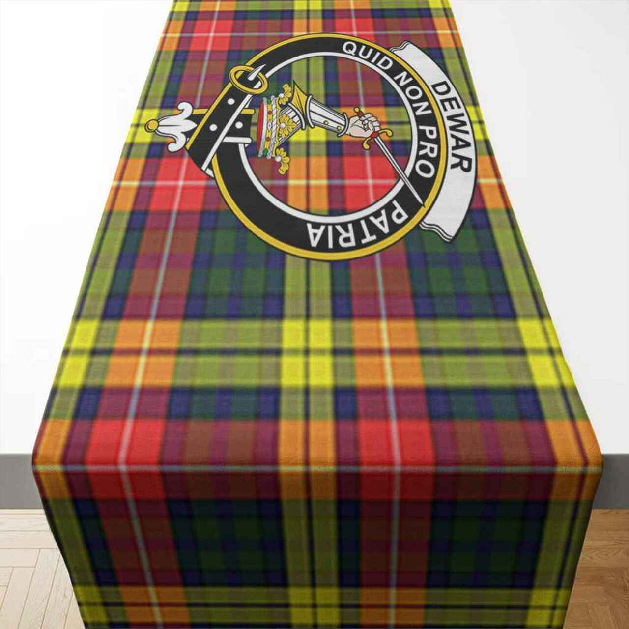 Dewar Tartan Crest Table Runner - Cotton table runner