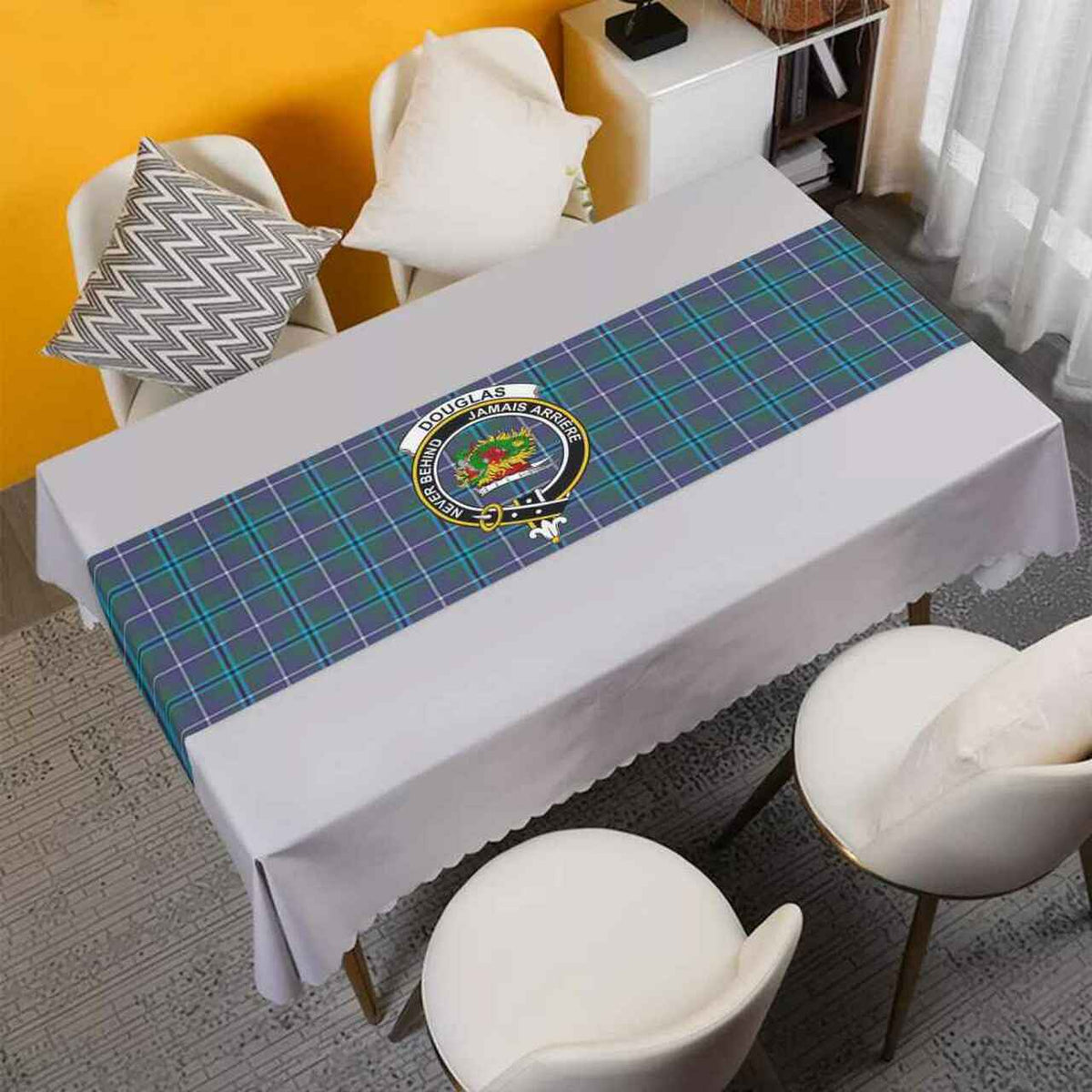 Douglas Tartan Crest Table Runner - Cotton table runner