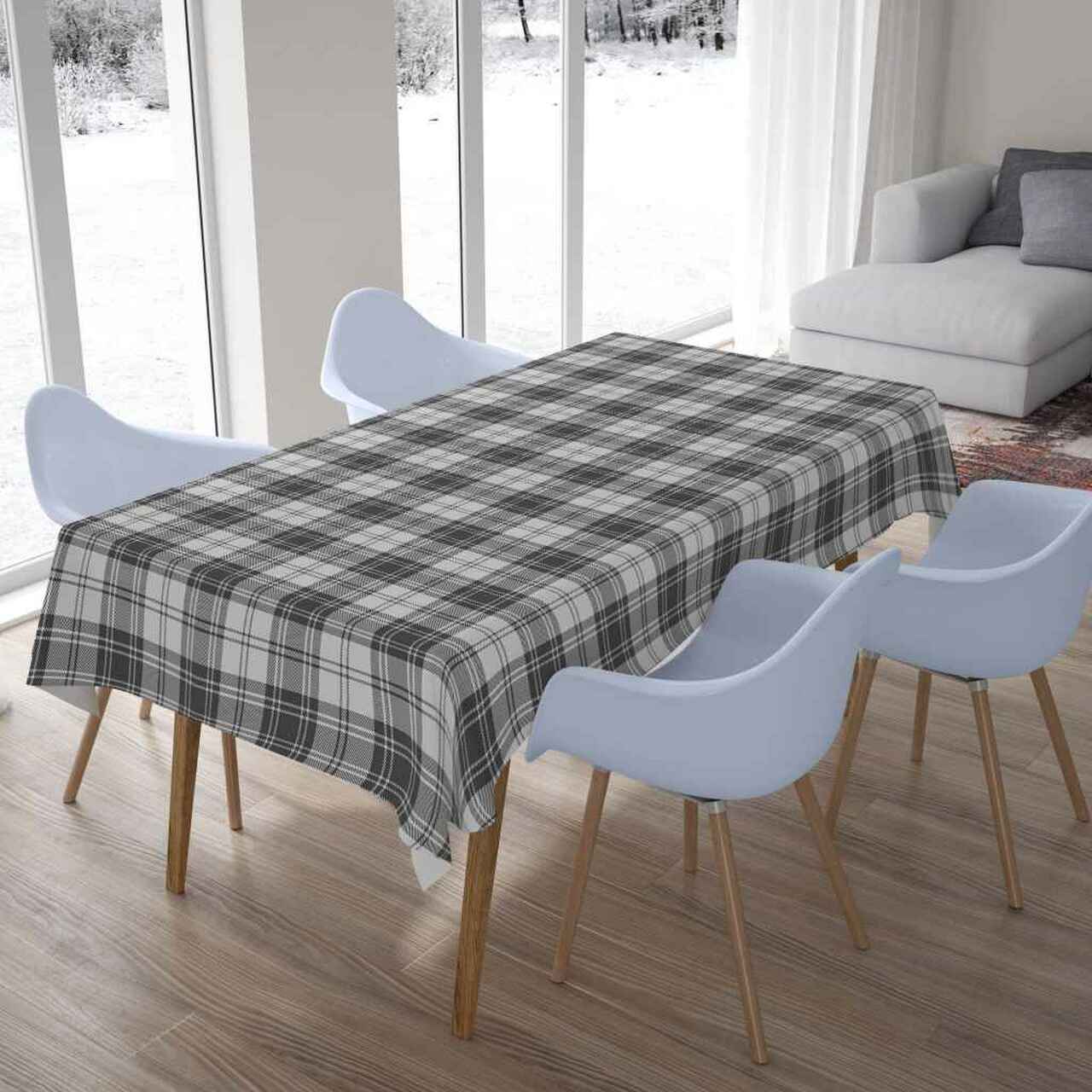 Douglas Grey Modern Tartan Tablecloth