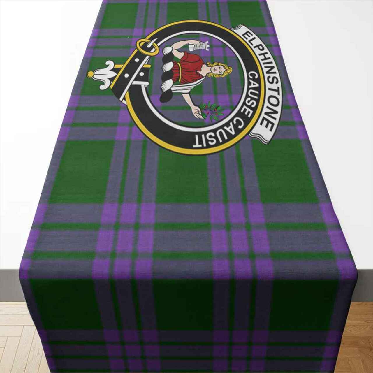 Elphinstone Tartan Crest Table Runner - Cotton table runner