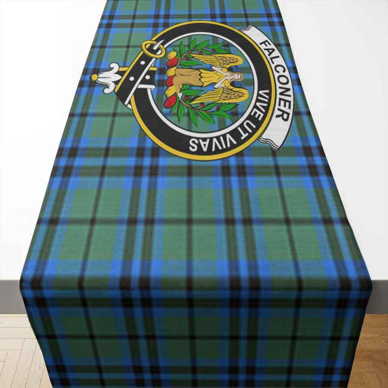 Falconer Tartan Crest Table Runner - Cotton table runner