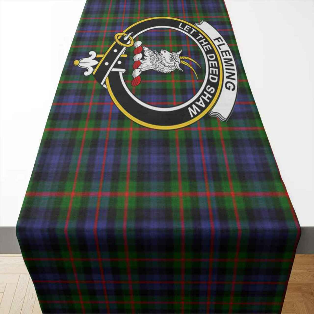 Fleming Tartan Crest Table Runner - Cotton table runner