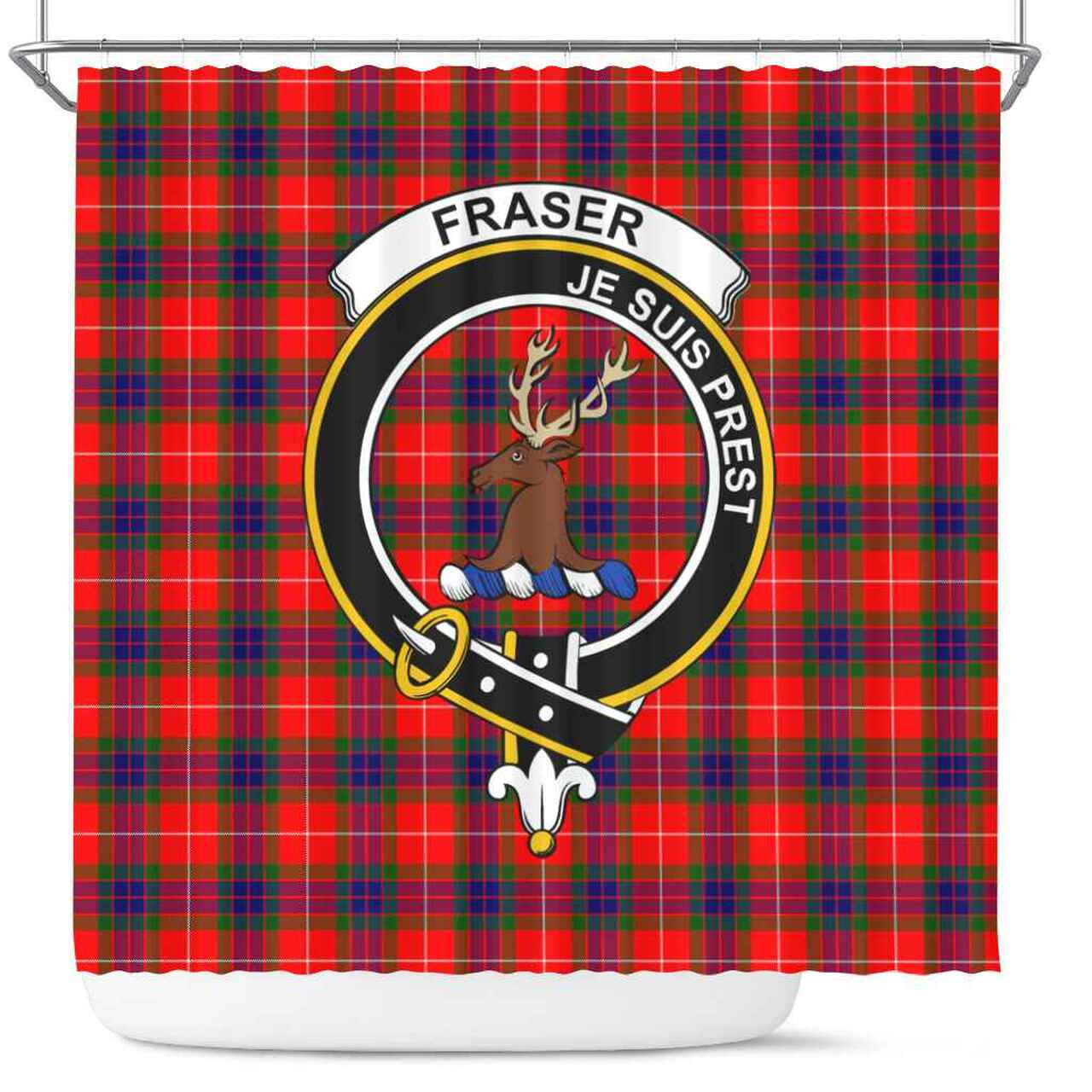 Fraser (of Lovat) Tartan Crest Shower Curtain