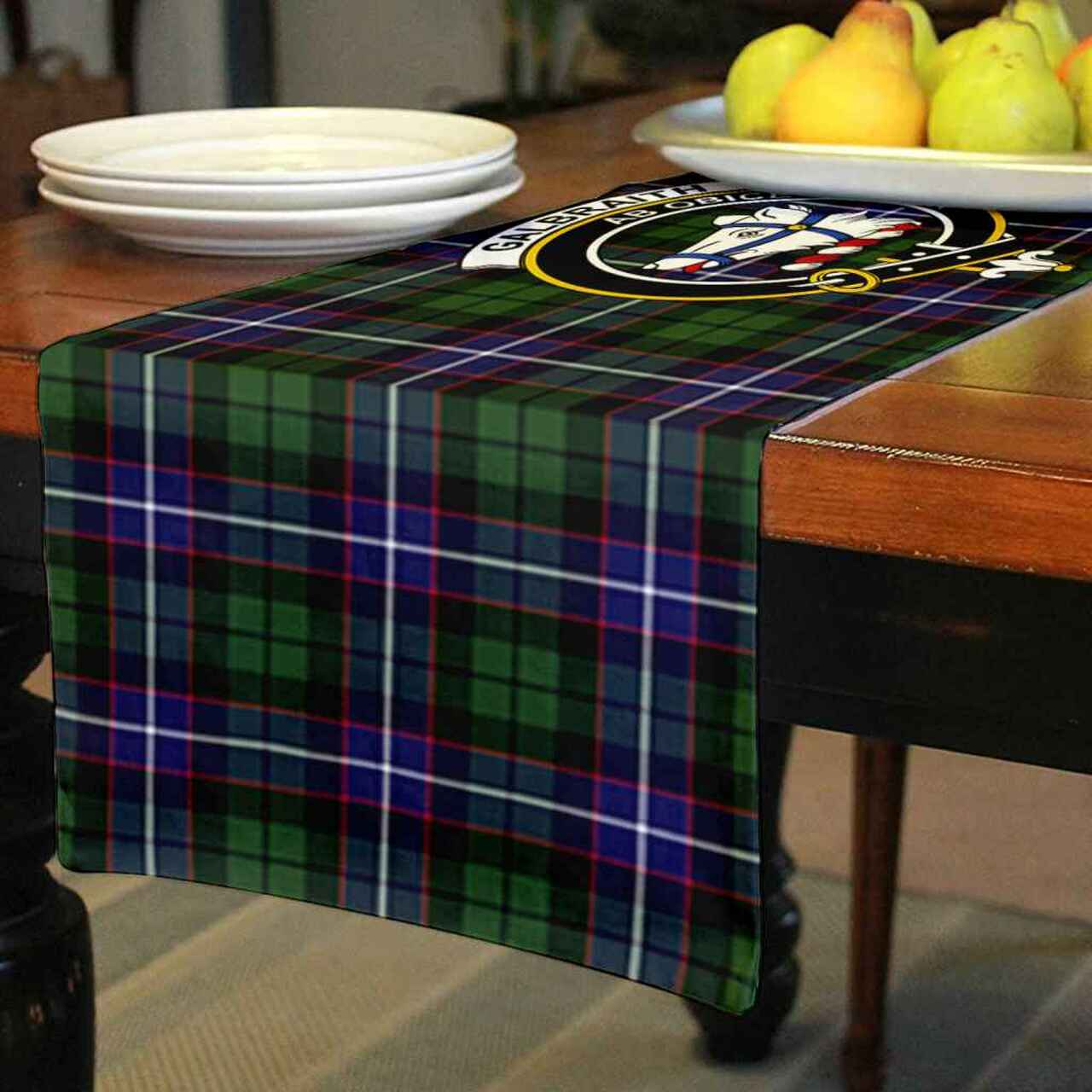 Galbraith Tartan Crest Table Runner - Cotton table runner