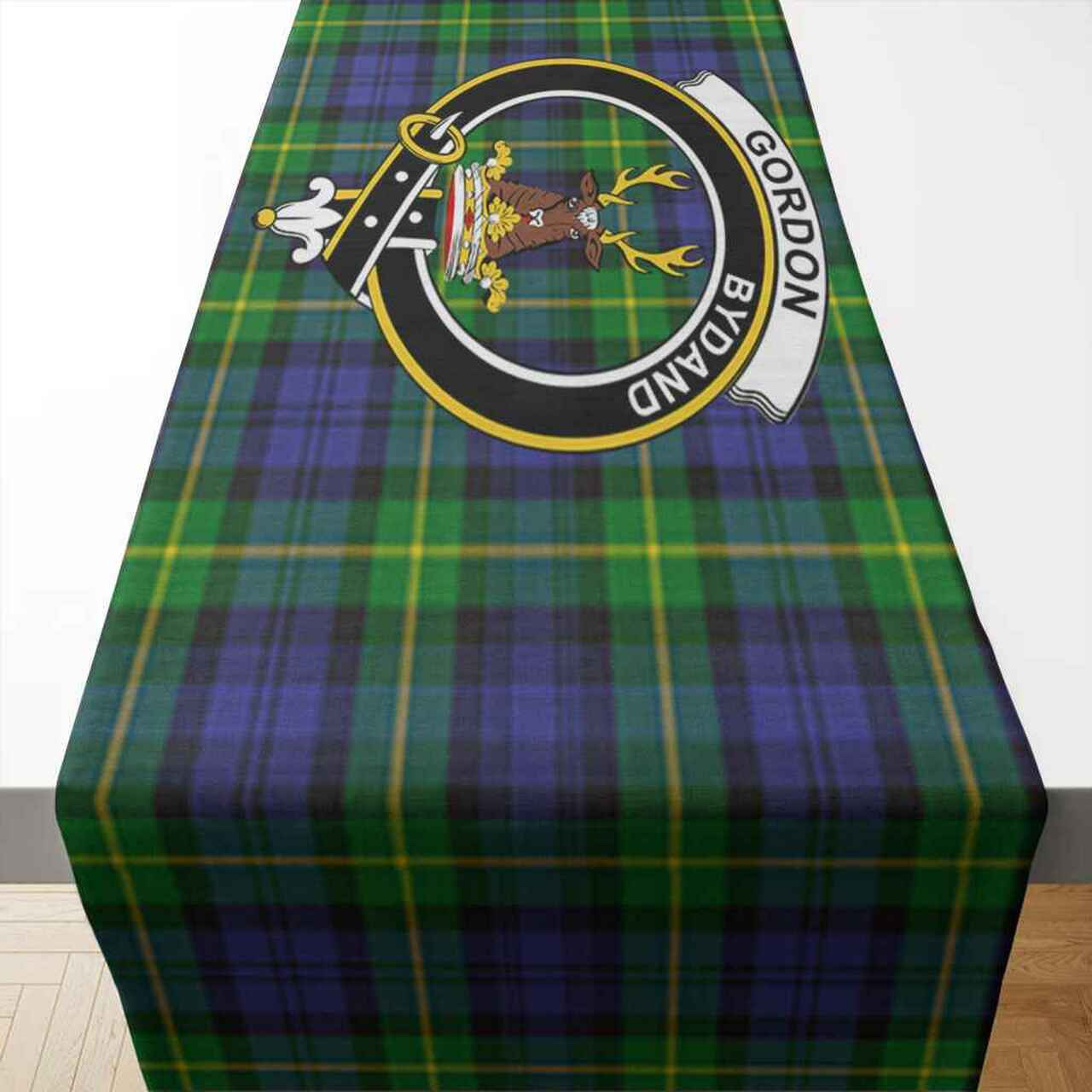 Gordon Tartan Crest Table Runner - Cotton table runner