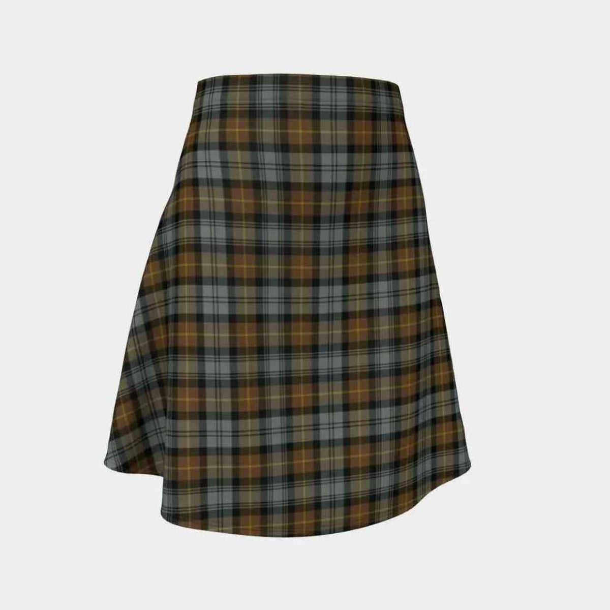 Gordon Weathered Tartan Flared Skirt