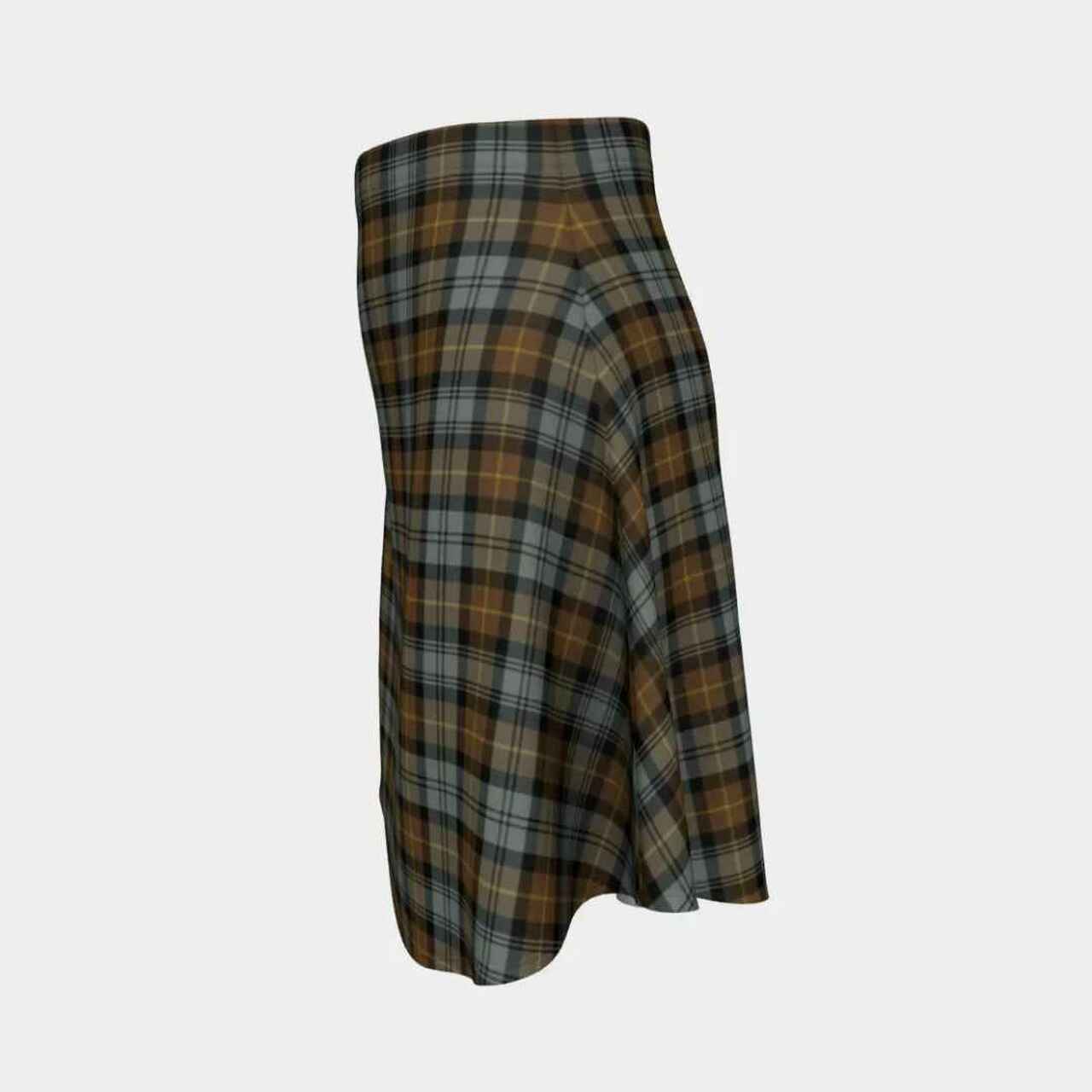 Gordon Weathered Tartan Flared Skirt