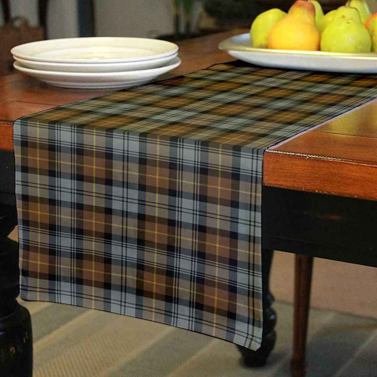 Gordon Weathered Tartan Table Runner - Cotton table runner