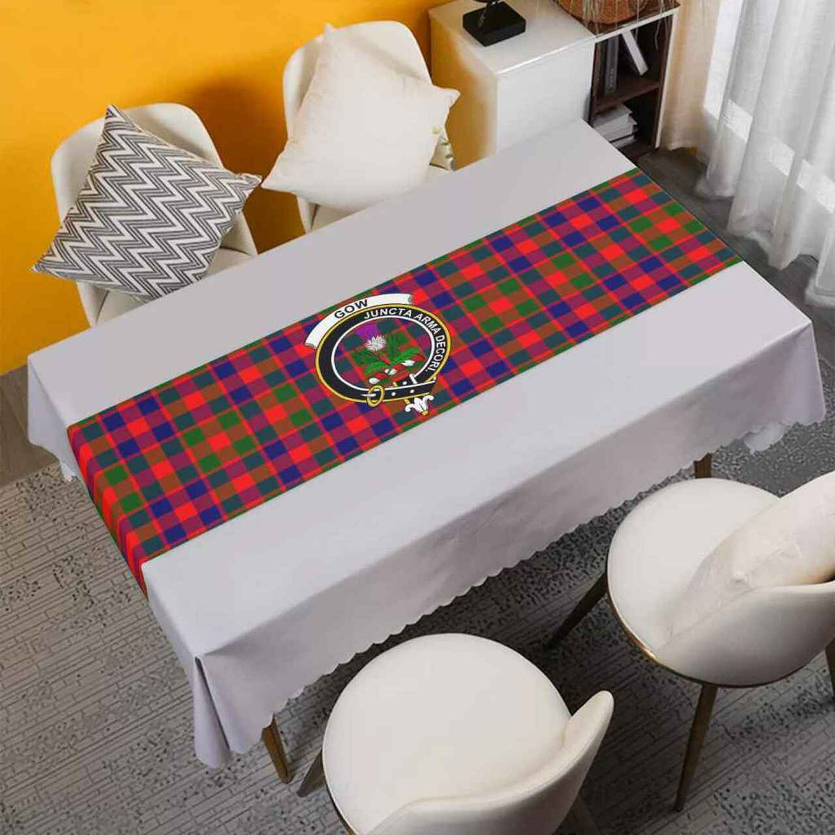 Gow (of Skeoch) Tartan Crest Table Runner - Cotton table runner