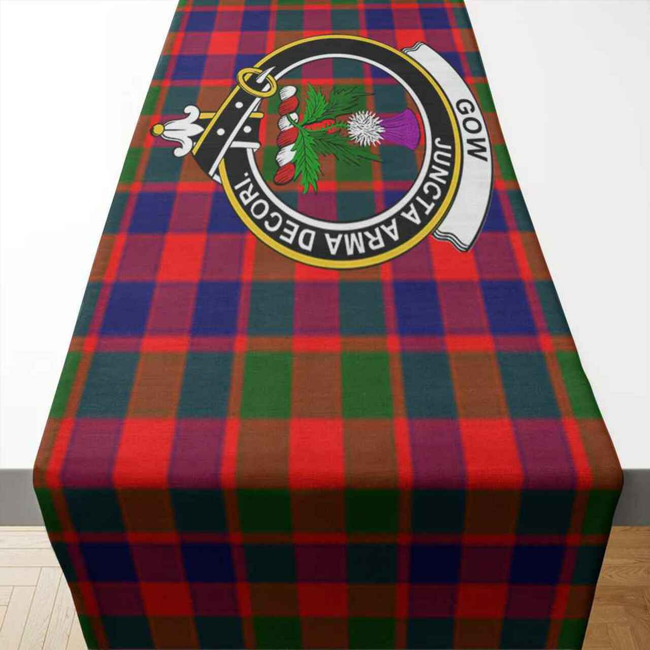 Gow (of Skeoch) Tartan Crest Table Runner - Cotton table runner