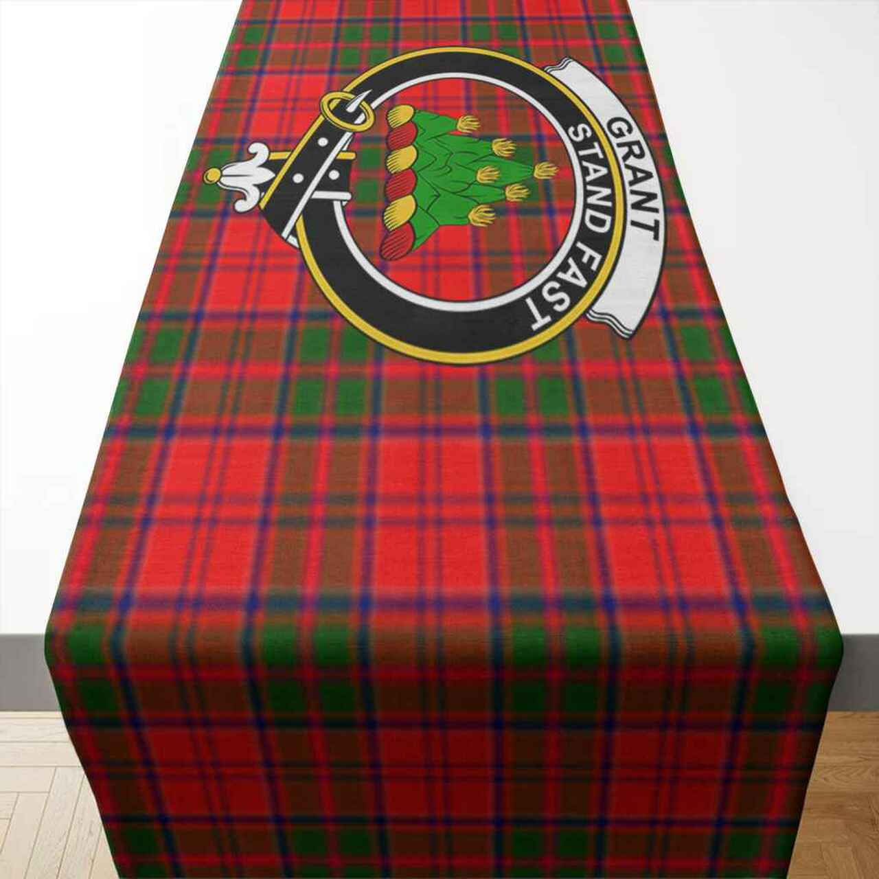 Grant Tartan Crest Table Runner - Cotton table runner