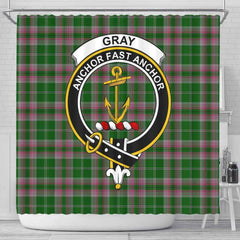 Gray Tartan Crest Shower Curtain