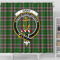 Gray Tartan Crest Shower Curtain