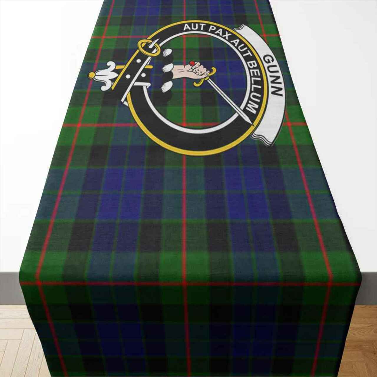 Gunn Tartan Crest Table Runner - Cotton table runner