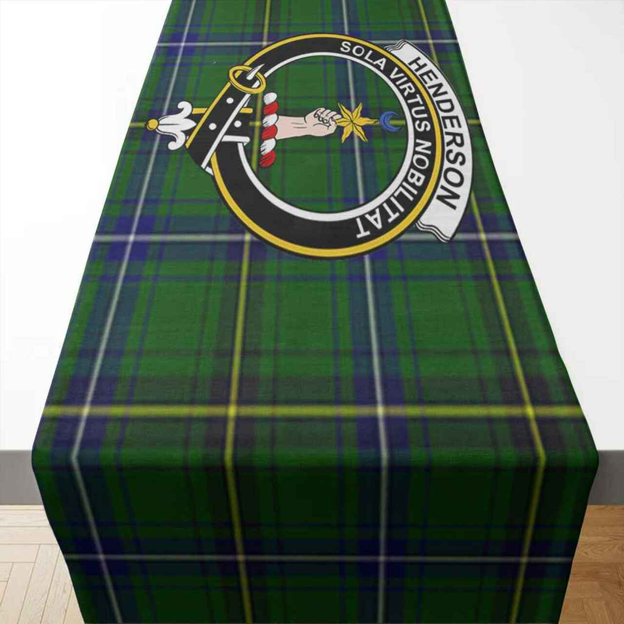 Henderson Tartan Crest Table Runner - Cotton table runner