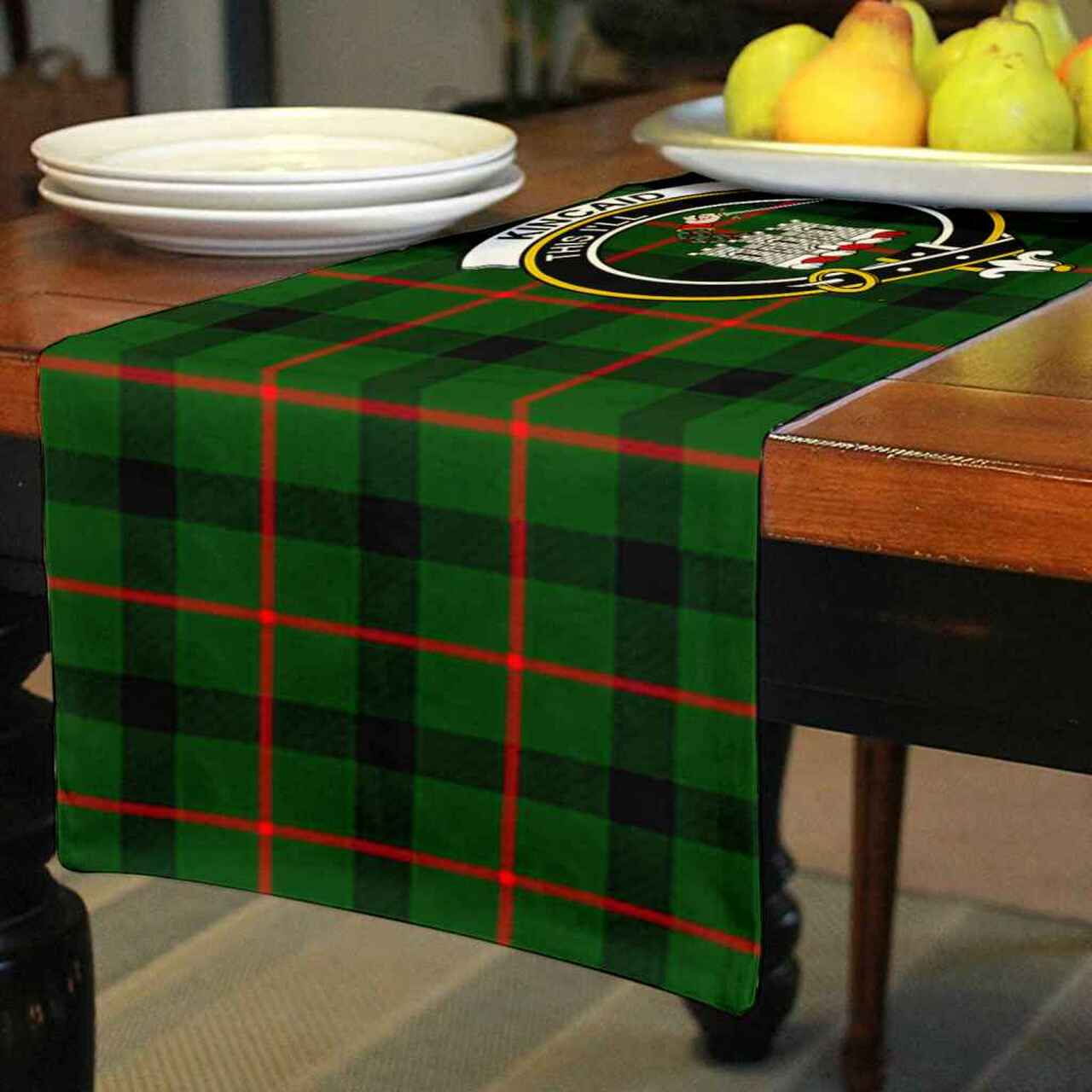 Kincaid Tartan Crest Table Runner - Cotton table runner